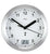 Silberne Wanduhr mit Funkanzeige, schwarzem Zifferblatt und Zeigern
