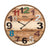 Braune Wanduhr mit Holzgehäuse, aufgelegten Ziffern und AMS-Logo