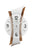 Wanduhr mit weißem Ziffernblatt, Holzstruktur-Bändern und silbernen Zeigern