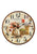 Runde Wanduhr mit Blumenmotiv, römischen Ziffern und goldbraunem Rahmen
