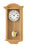 Holz-Wanduhr mit rundem Zifferblatt und römischen Ziffern; Pendelgewicht aus Messing