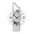 Wanduhr mit silberfarbenem Gehäuse, rundem Zifferblatt und facettiertem Mineralglas