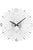 Silberne Wanduhr mit römischen Ziffern und sternförmigen Metallstäben, Quarzwerk