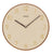 Runde Wanduhr aus Holz mit beigem Zifferblatt und goldenen aufgesetzten Zahlen, Quarzwerk.