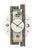 Wanduhr mit Holzdekor, weißem Zifferblatt und schwarzen Zeigern, AMS-Logo
