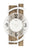 Wanduhr mit rundem Zifferblatt, weißen Zeigern und schwarzen Ziffern, Holzrahmen