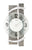Wanduhr mit rundem Zifferblatt, arabischen Ziffern 12, 3, 6, 9 und schlanken Zeigern