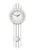 Silber-schwarze Wanduhr mit rundem Zifferblatt und Pendelgewicht aus Metall