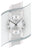 Runde Wanduhr mit weißem Zifferblatt, schwarzen Zeigern und klarer Glasabdeckung
