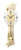 Wanduhr mit rundem Ziffernblatt, geschwungenem Holzgehäuse und goldfarbenem Pendel