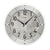 Runde Wanduhr mit silberantiker Umrandung und grauem Zifferblatt mit schwarzen Ziffern