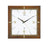 Quadratische Wanduhr mit Nussbaumrahmen und Mineralglas, goldene Zeiger und Dekor