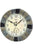Runde Funk-Wanduhr mit schwarzem Zifferblatt und steinfarbigem Rahmen