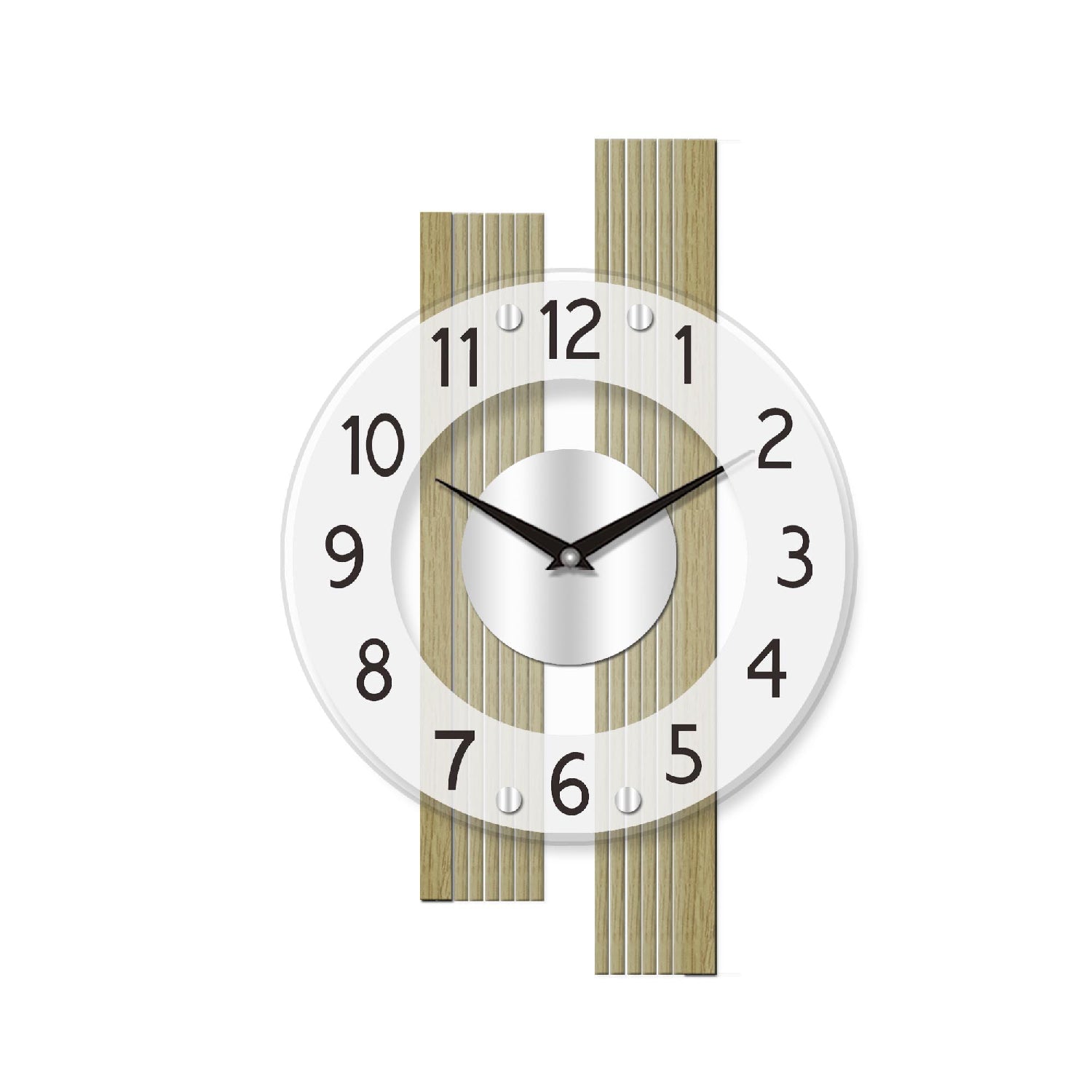 Wanduhr mit Eichenholzrahmen und satiniertem Mineralglas, mit römischen Ziffern