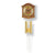 Standuhr mit Holzgehäuse, rundem Ziffernblatt und goldenen Pendelgewichten