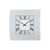 Wanduhr mit rechteckigem Mineralglasrahmen, quadratischem Zifferblatt mit römischen Zahlen