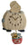 Orologio da parete in ceramica con cassa beige, numeri arabi e lancette dorate, figura pendente