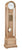 Orologio a pendolo in legno chiaro con quadrante rotondo, aste sonore e pomello bianco