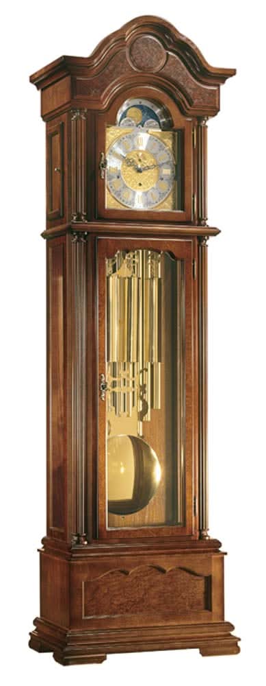 Orologio a pendolo in legno con quadrante in vetro e movimento a pendolo, cassa curva