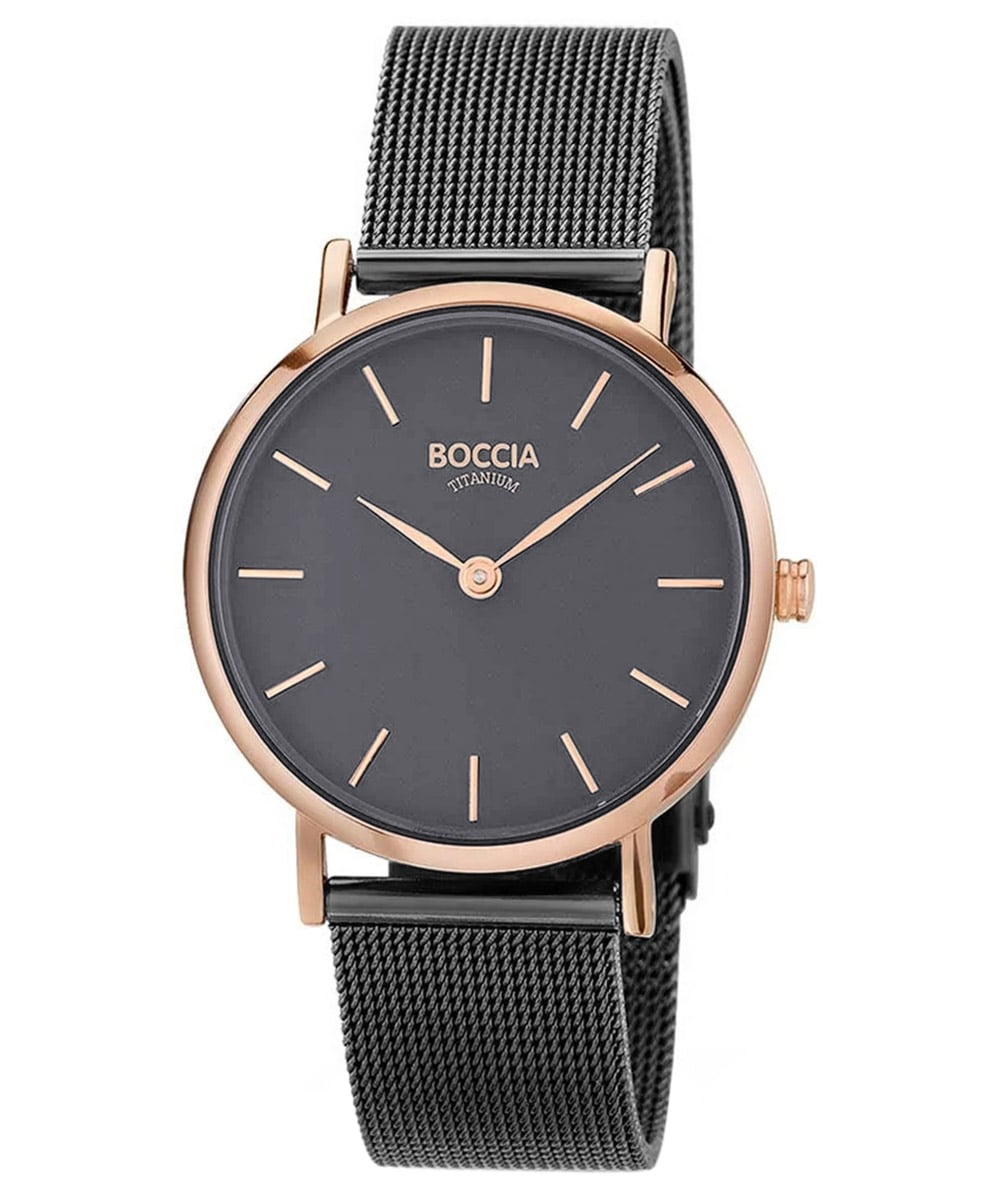 Boccia 3281-11 Damen Armbanduhr Anthrazit • Reintitan-Gehäuse • Milanaise-Armband