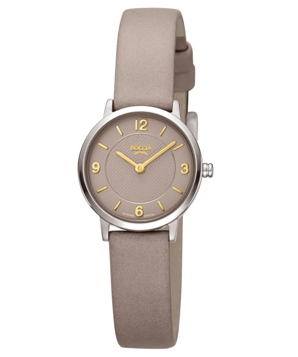 Boccia 3371-06 Damen Armbanduhr Beige • Leichtes Titangehäuse • Saphirglas