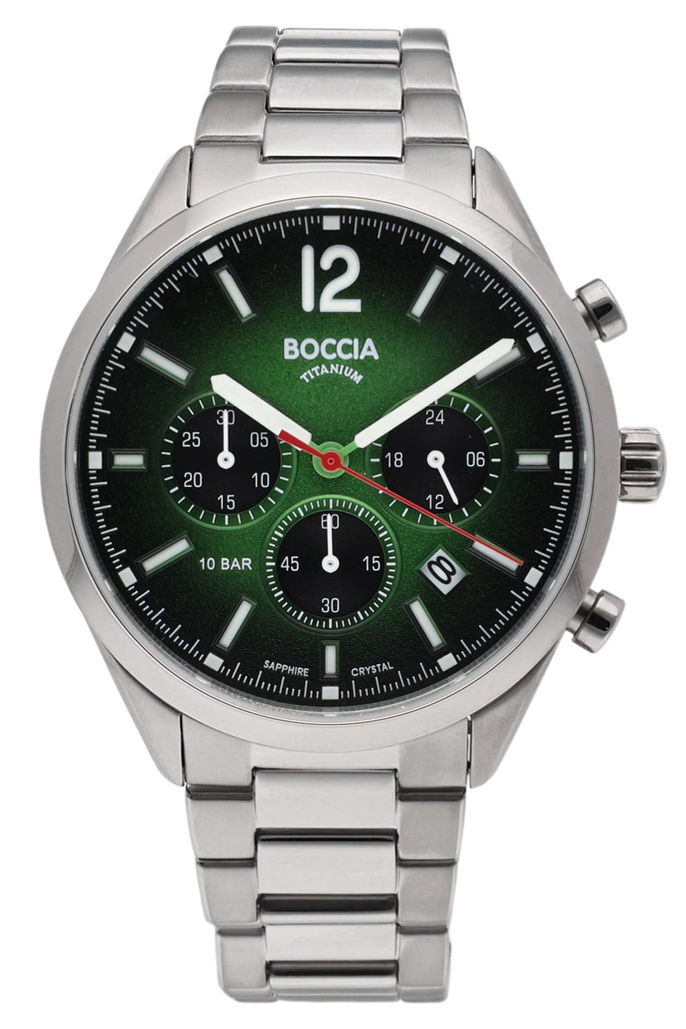 Boccia 3732-02 Herren Armbanduhr Grün • Saphirglas • Chronograph Titan