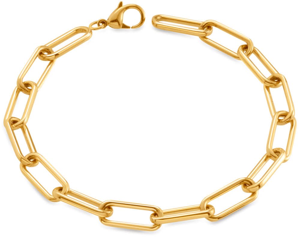 Bracciale color oro con maglie quadrate e chiusura a moschettone