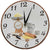 Orologio da parete in ceramica, rotondo 26 cm, quadrante bianco con numeri neri e motivi da cucina