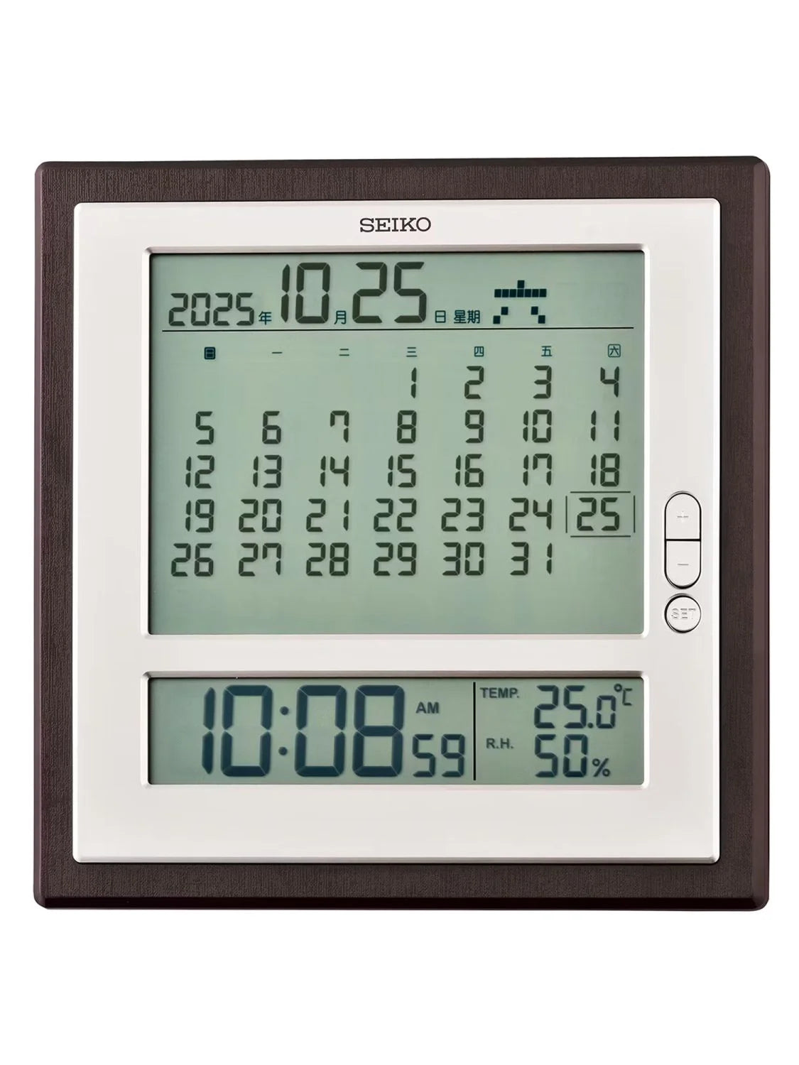 Seiko QHL100B Orologio da Tavolo Marrone • Design Effetto Legno • Movimento al Quarzo Analogico