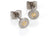 Orecchini con brillanti: dischi rotondi, color argento con pietra color oro