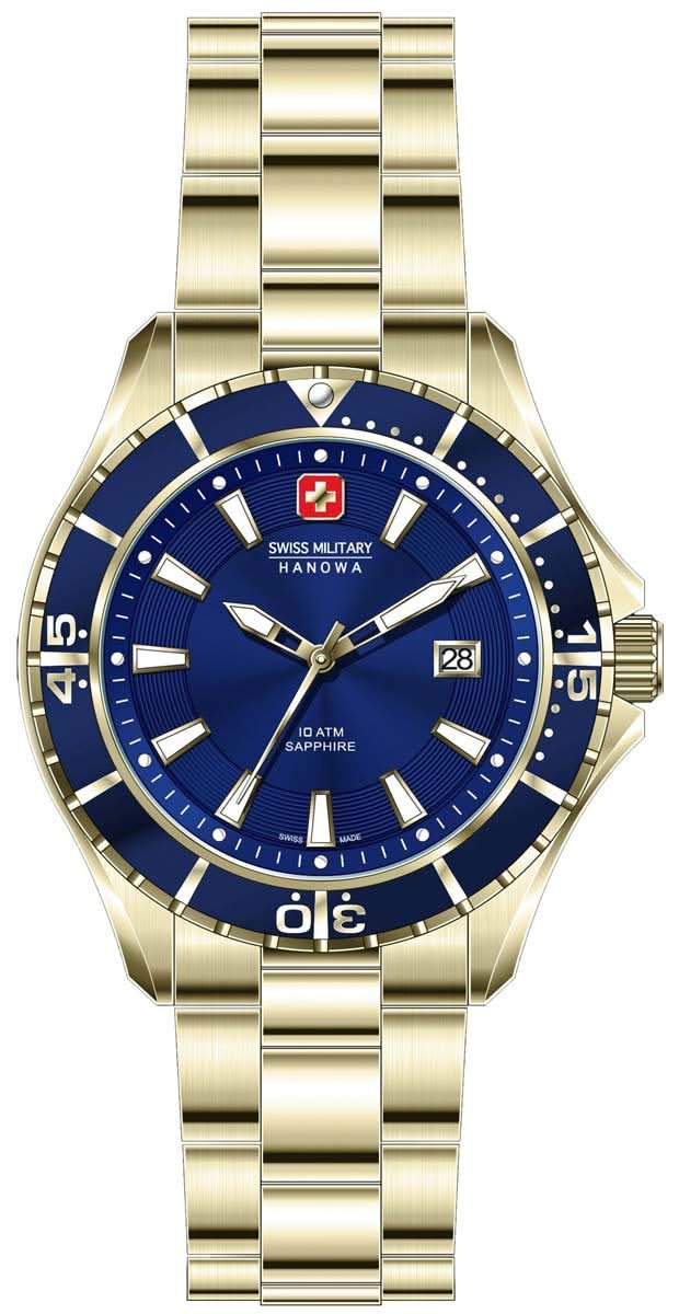 Herrenarmbanduhr mit blauem Zifferblatt, goldfarbenem Edelstahlarmband und Datumsfenster