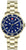 Herrenarmbanduhr mit blauem Zifferblatt, goldfarbenem Edelstahlarmband und Datumsfenster