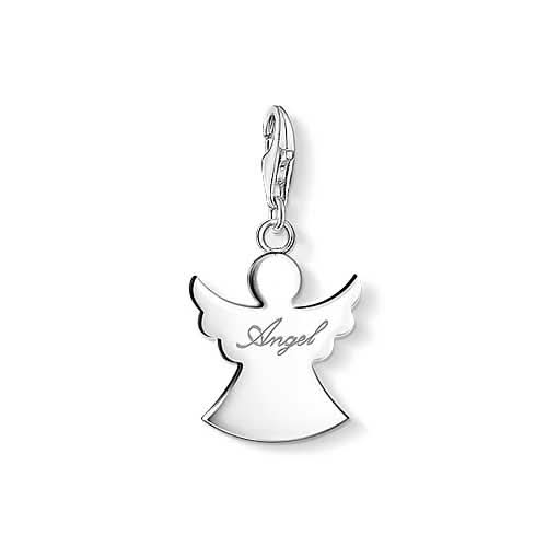 Ciondolo angelo custode in argento sterling 925 con motivo ad ali e passante