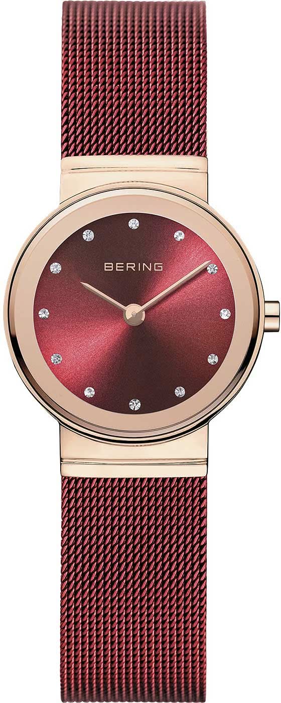 Bering Classic 10126-363 Orologio da Donna • Vetro Zaffiro Antigraffio • Bracciale Milanaise Rosso