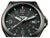 Orologio da uomo con quadrante nero, indici luminescenti e cinturino nero largo