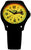 Orologio da uomo con cinturino in caucciù nero, quadrante giallo e accenti luminosi verdi