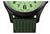 Orologio da uomo: quadrante illuminato di verde e cinturino intrecciato verde.