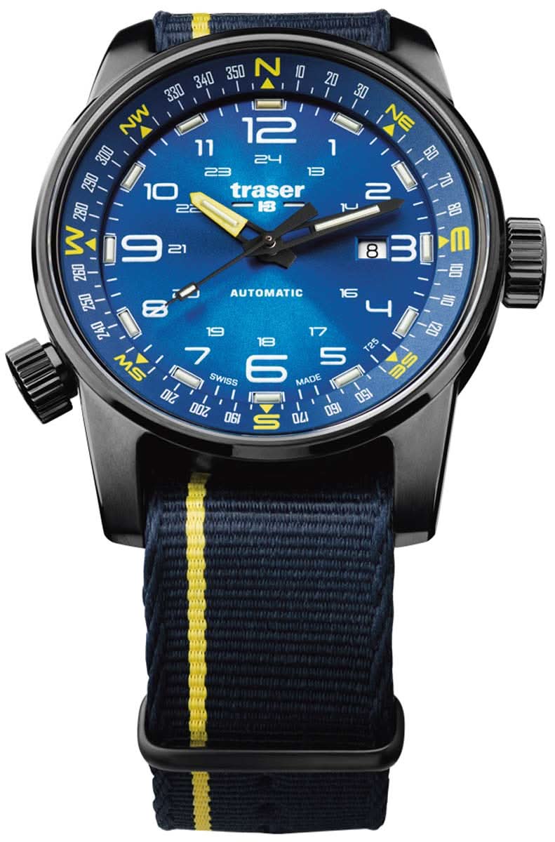 Orologio da uomo Traser P68 Pathfinder con quadrante blu e cinturino in tessuto