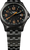 Orologio da polso rotondo con cinturino in metallo scuro e numeri luminescenti, effetto Trigalight