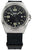 Orologio da uomo: cassa in argento, quadrante nero, cinturino in tessuto nero.