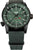 Orologio da uomo con quadrante scuro e indici luminescenti verdi, cinturino in tessuto nero