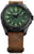 Orologio da uomo: quadrante luminescente verde, lunetta nera, cinturino in pelle marrone