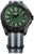 Orologio da uomo rotondo con quadrante verde luminoso, lunetta scura e cinturino in nylon grigio-nero