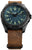 Orologio da uomo Traser: cinturino in pelle marrone, cassa nera, quadrante verde luminoso
