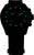 Orologio da uomo con cinturino nero, quadrante verde luminoso con indici arancioni