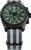 Cronografo da uomo con quadrante verde luminoso, cassa nera, cinturino in tessuto grigio