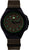 Herrenarmbanduhr mit schwarzem Gehäuse, beigem Textilarmband; grüne Leuchtzeiger und -marken.