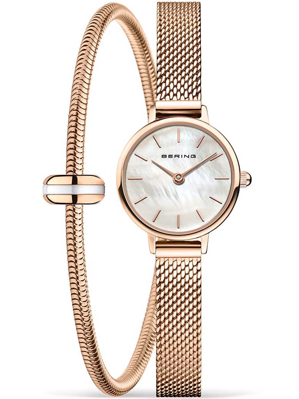 Bering Damenarmbanduhr in Roségold mit Perlmuttzifferblatt und Armband