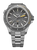 Orologio da uomo con bracciale in acciaio argentato e quadrante nero, movimento automatico