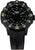 Orologio da uomo nero con cinturino in gomma, numeri luminescenti e datario TUE 8